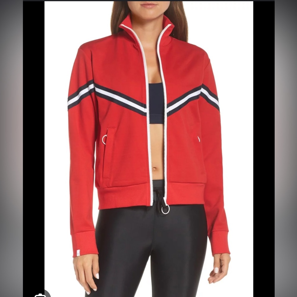 Track jacket with zipper and pockets